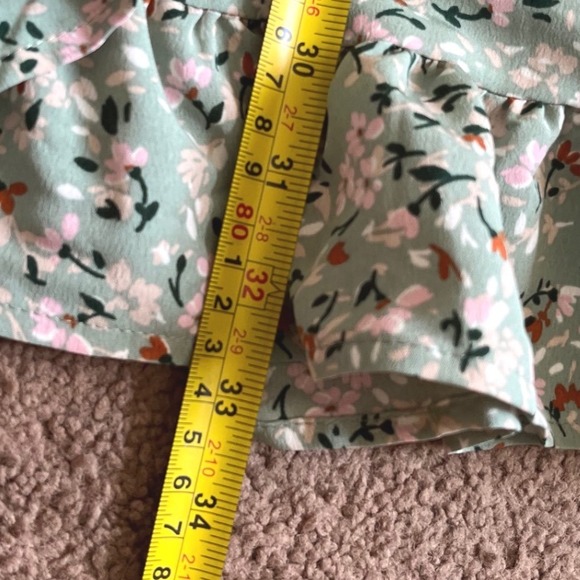 AS U Wish Women's Floral Mini Dress Long Sleeve  Ruffle Hem Sage L NWT - Picture 13 of 13